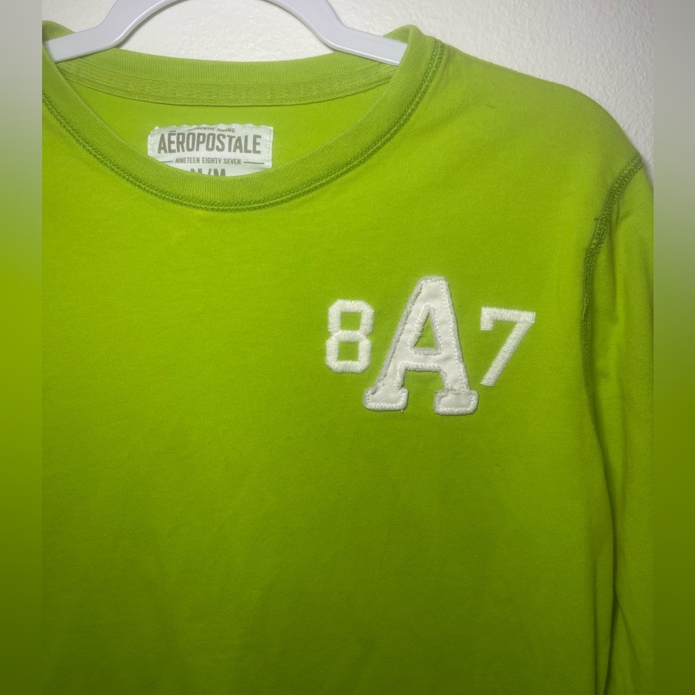 VTG Aeropostale Y2K Long Sleeve T-Shirt Men’s M Lime Green 100% Cotton - Picture 2 of 7